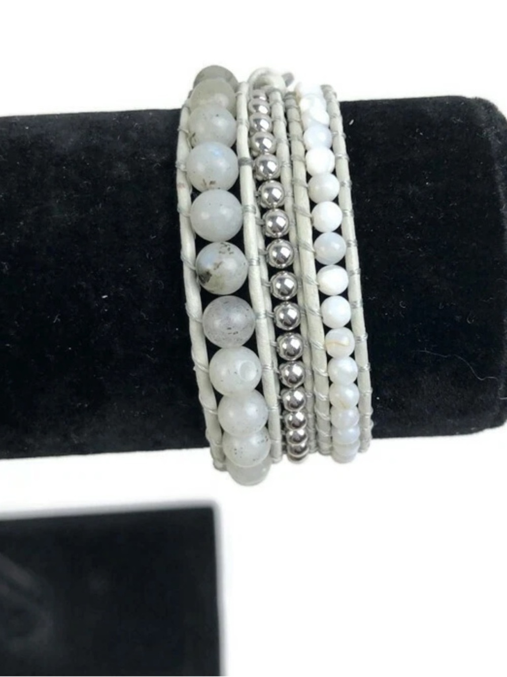 Victoria Emerson White and Silver Multi‑Strand Wrap Bracelet